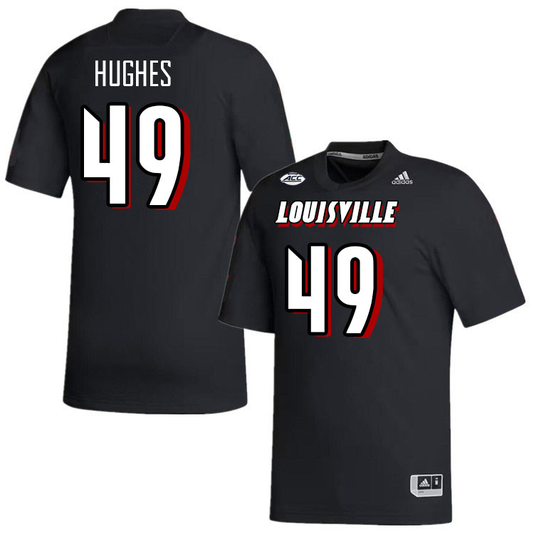 Men #49 Kris Hughes Louisville Cardinals College Football Jerseys Stitched-Black